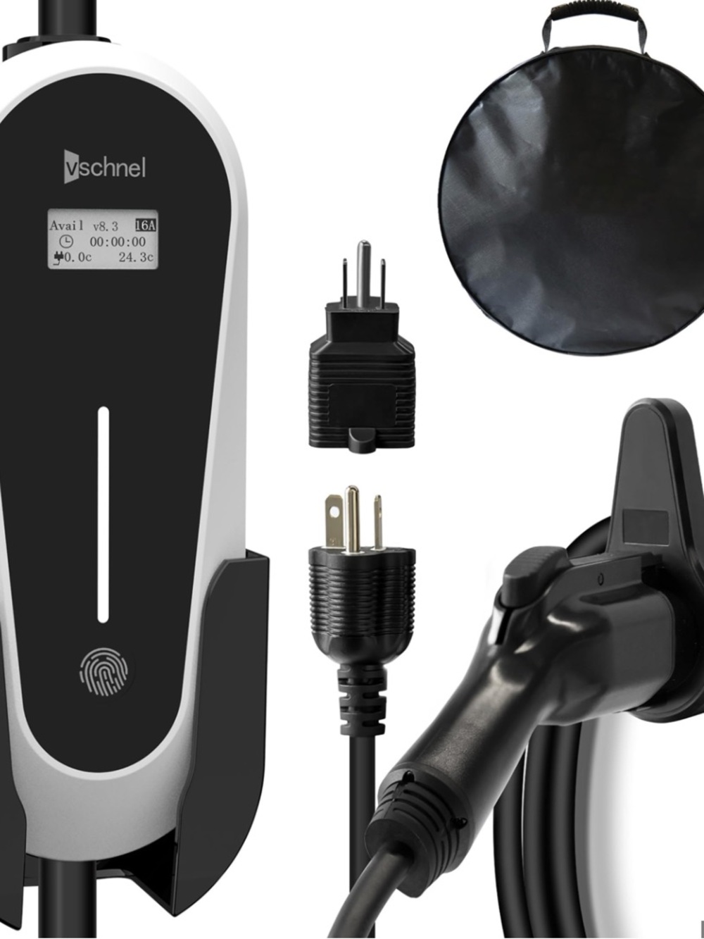 Black & Silver EV Charger with Cable and Storage Bag - Picture 2 of 7
